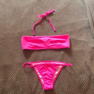 Solid & striped bikini sz S